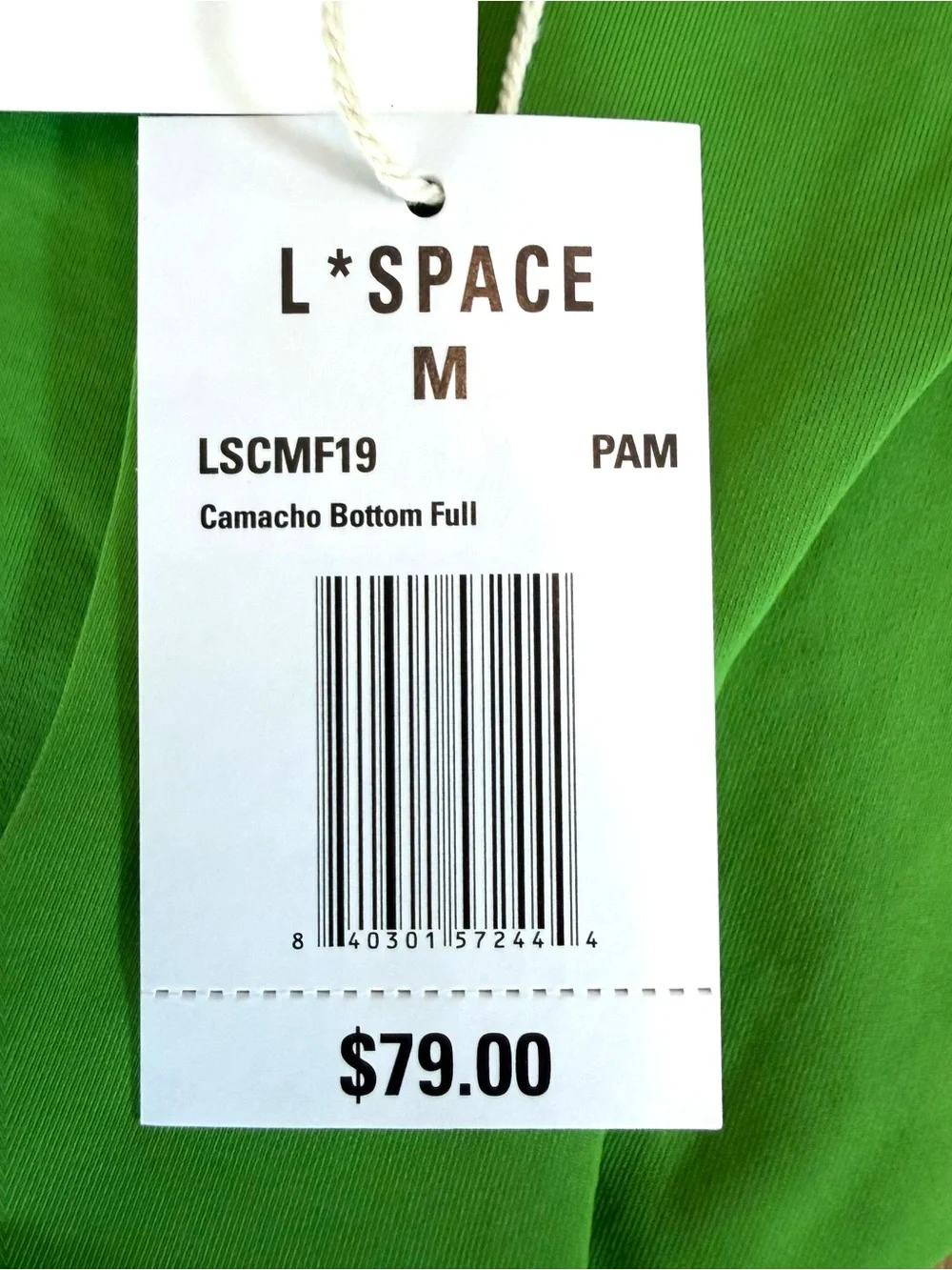 L*Space Camacho Bikini Bottom Full Cut Green Size M NWT